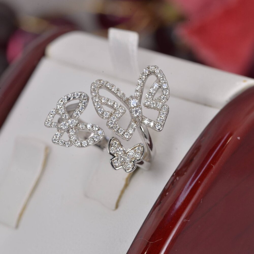 GRA Certified Butterfly Moissanite Ring 925 Sterling